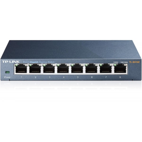 TP-LINK Switch TL-SG108, 8 port, 10/100/1000 Mbps, Steel Case